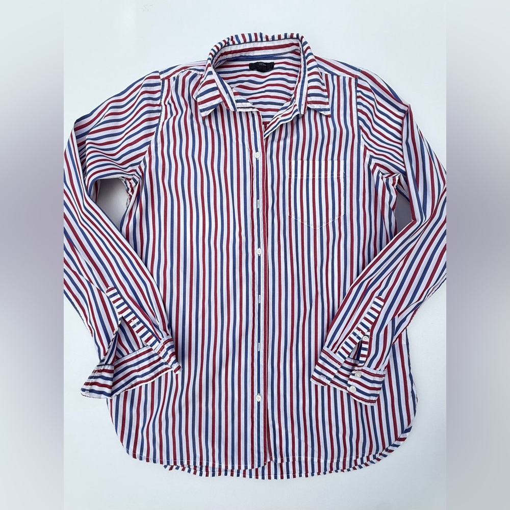 J.Crew Women’s Stripe Shirt - Red, Blue, and White